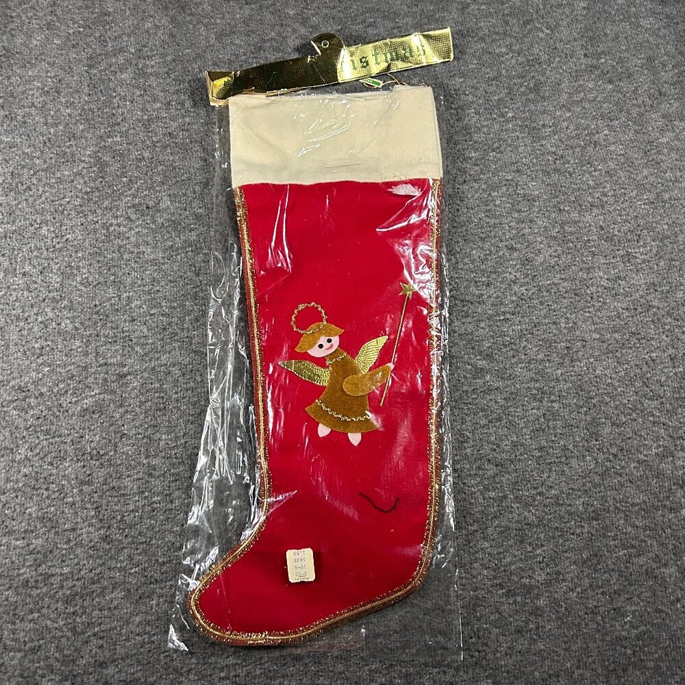 Rare‎ Vintage 1950’s NIP NOS 3 Dimensional Angel Red Christmas Stocking Japan